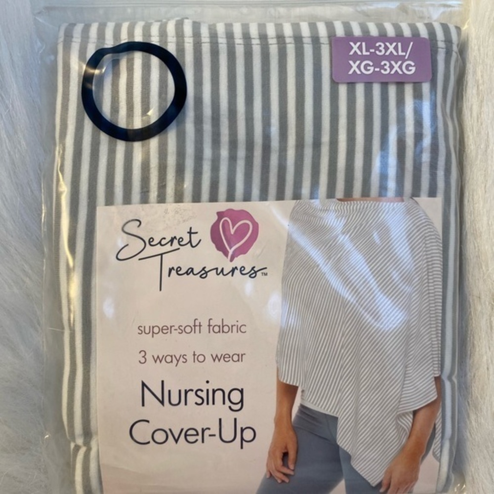 Secret Treasures Nursing Cover Up Womens Size XL-3XL Gray White Stripe‎ Soft